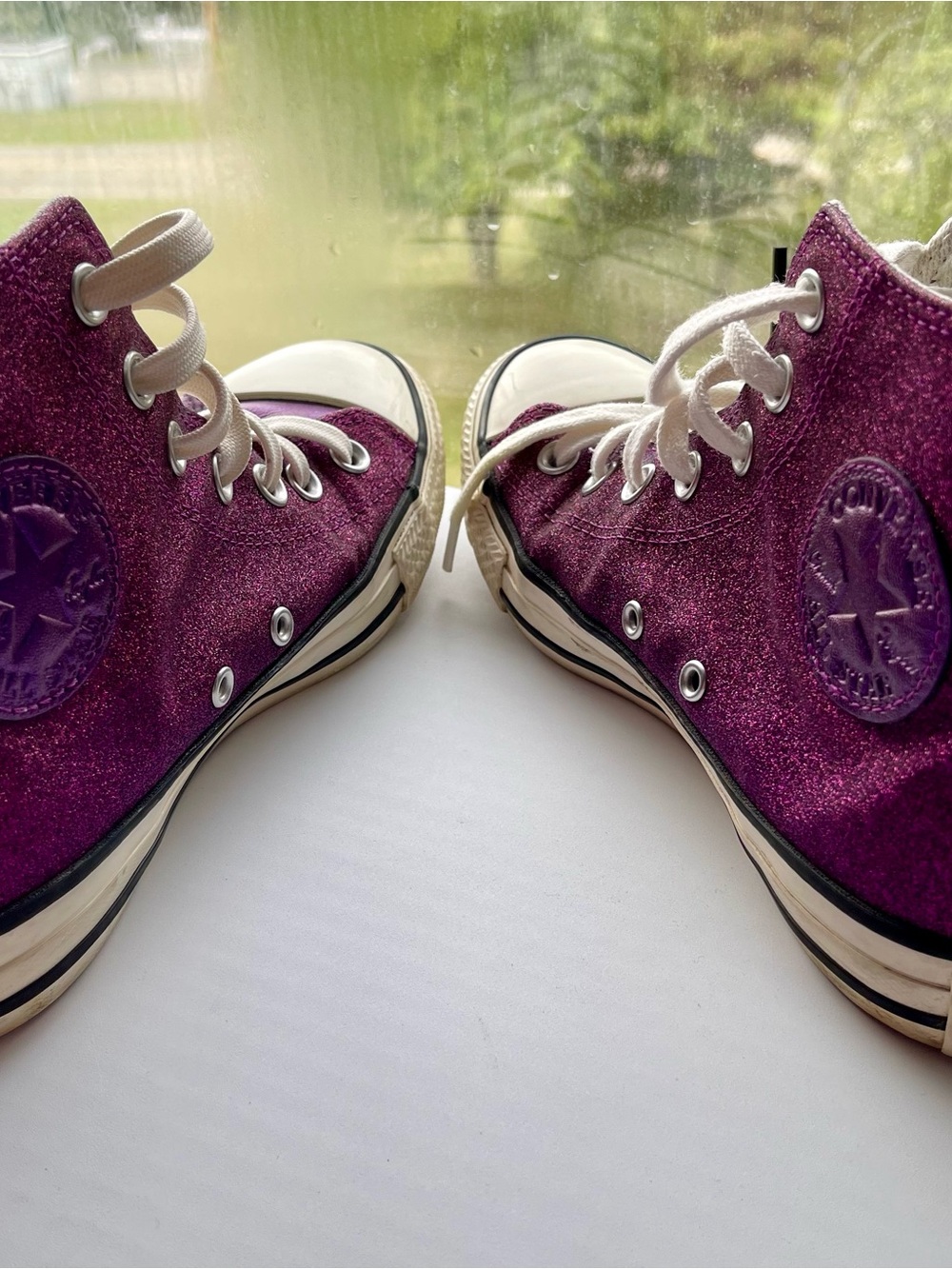 Converse High Top Sneakers - Glitter Purple with White Accents